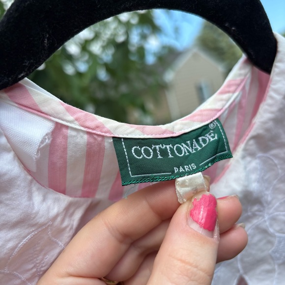 Cottonade Paris pink candy striper cottage core blouse with Collar - Picture 3 of 6